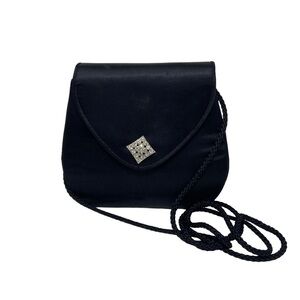 La Regale LTD Small Black Satin Evening Crossbody Purse. 6”x5.5”